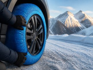 Chaussettes neige pour pneu sur route glacee