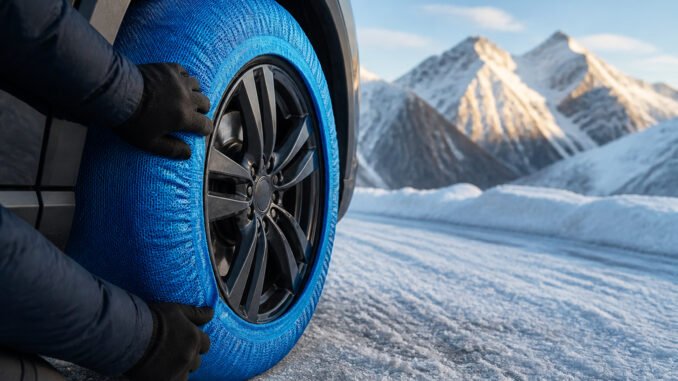 Chaussettes neige pour pneu sur route glacee