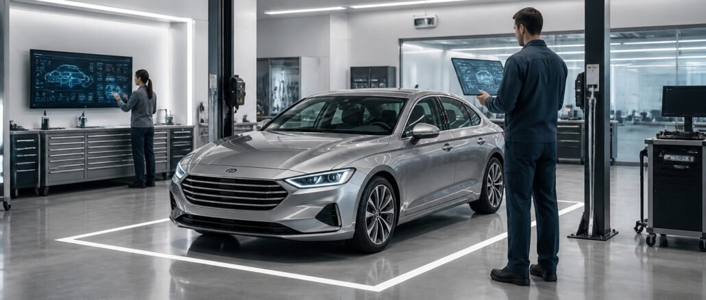 Atelier automobile futuriste