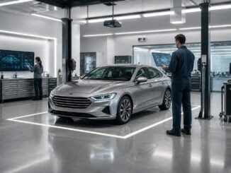 Atelier automobile futuriste