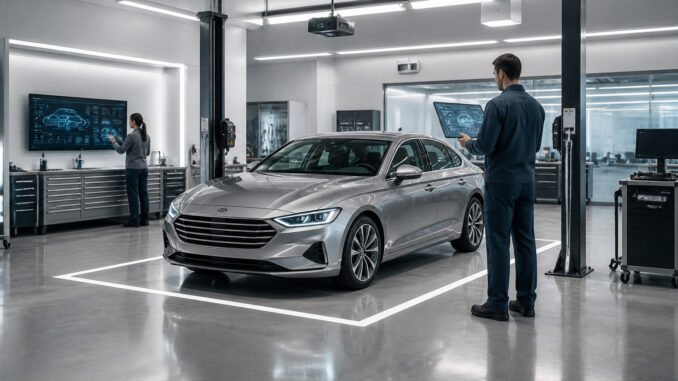 Atelier automobile futuriste