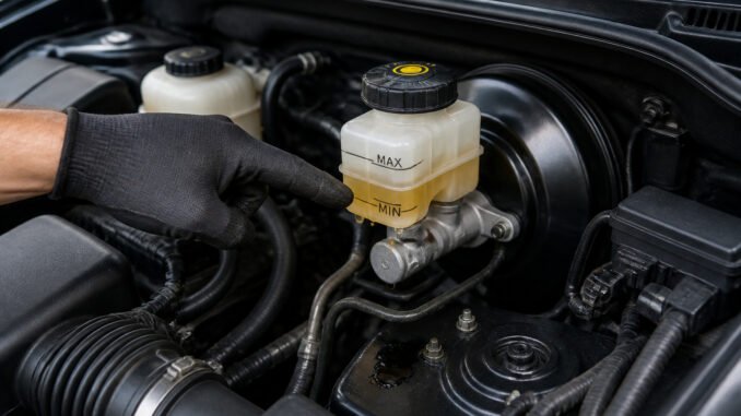 Niveau bas de liquide de frein dans un vehicule