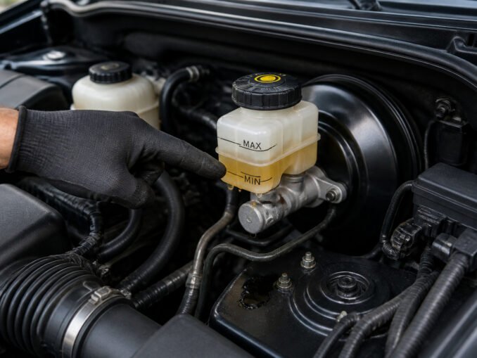 Niveau bas de liquide de frein dans un vehicule